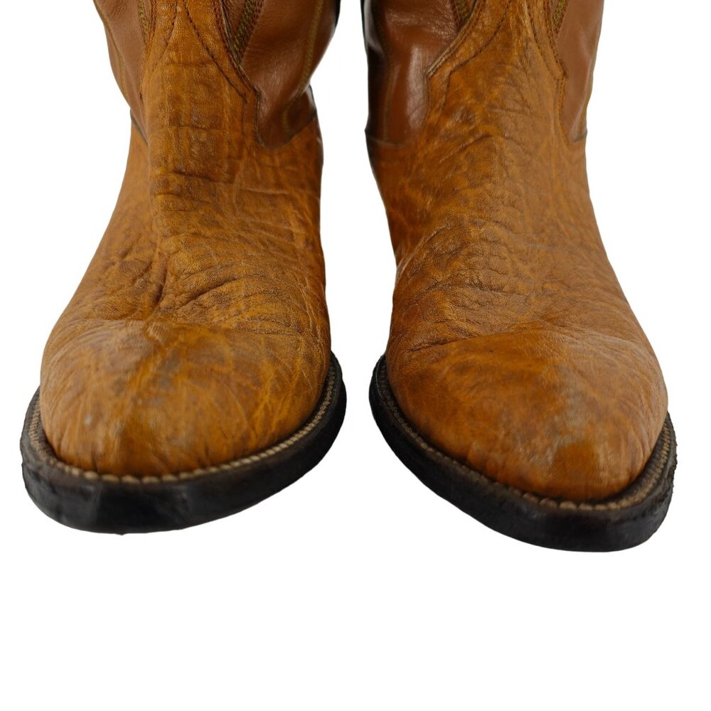 Vintage Exotic Hide Mens Size 6.5D Orange - Brown Leather Cowboy Western Boots - Picture 3 of 16